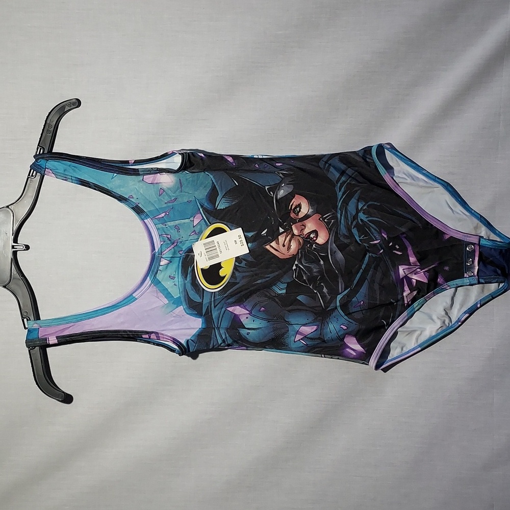 DC Comics Black Blue Purple Batgirl One-Piece Swimsuit